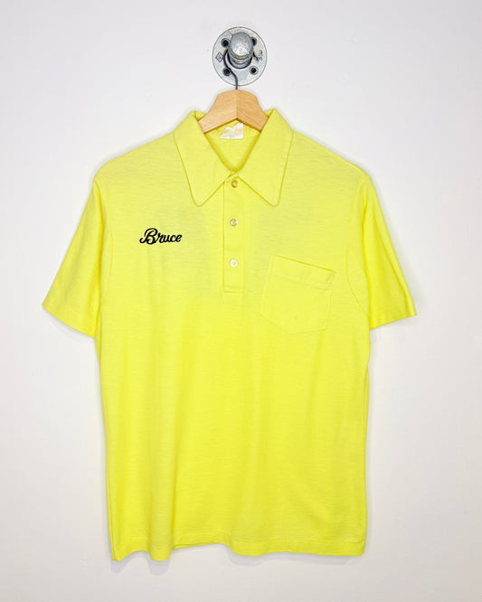 Vintage 70s Nostalgia Car Club Butter Yellow Polo Shirt