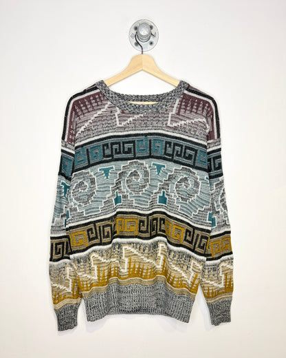 Vintage 90s Jonathan Bryan Grey Abstract Pattern Sweater
