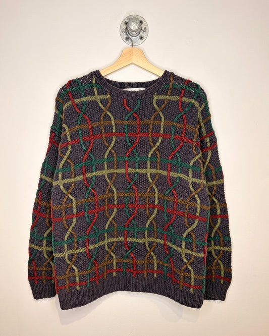 Vintage 90s Geoffrey Beene Textured Slate Blue Knit Sweater