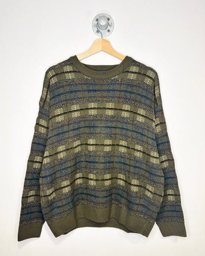 Vintage Towncraft Earth Tone Plaid Knit
