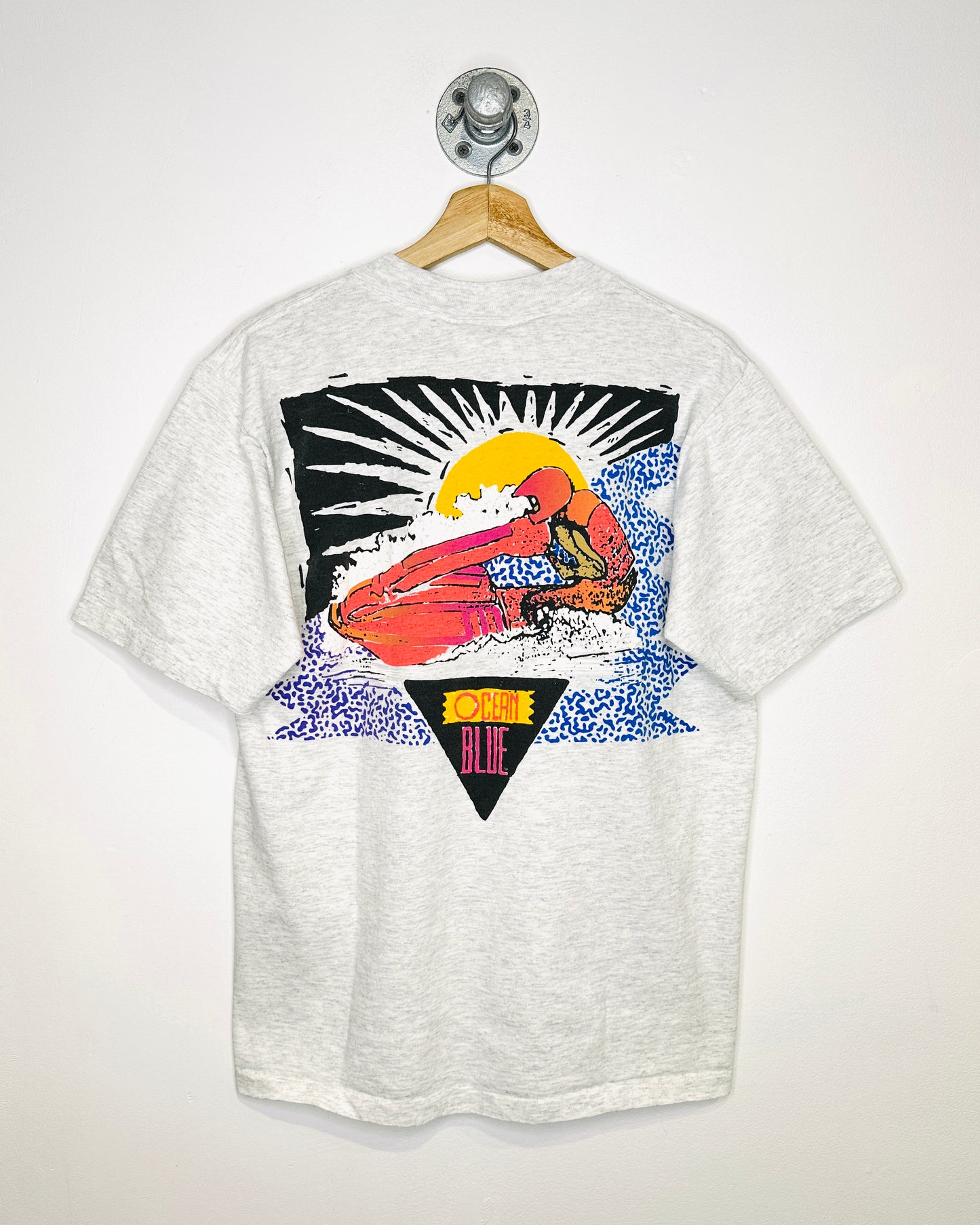 Vintage 90s Ocean Blue Heather Grey Tee Shirt