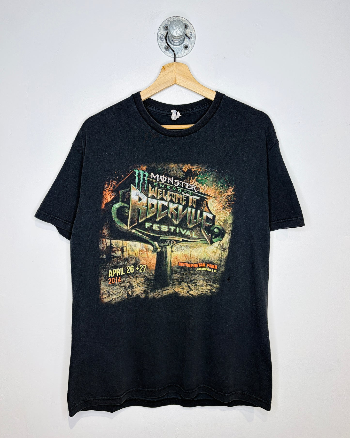 Monster Energy Rockville Festival Faded Black Tee Shirt