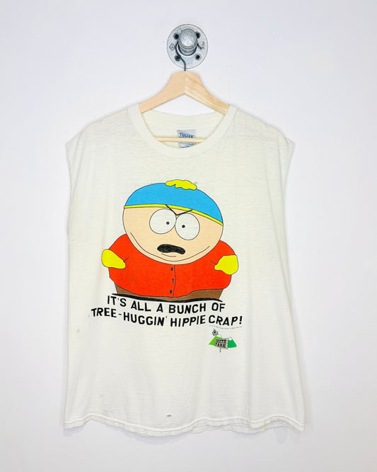 Vintage 1998 South Park “Tree Huggin’ Hippie Crap!” Cut Off White Tank Top