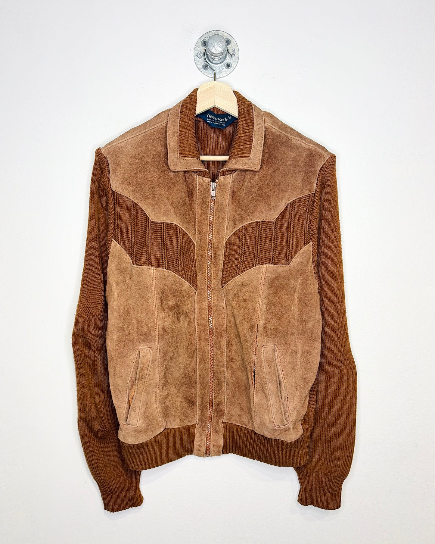 Vintage 70s Network Brown Leather Zip Up Jacket
