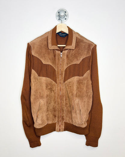 Vintage 70s Network Brown Leather Zip Up Jacket