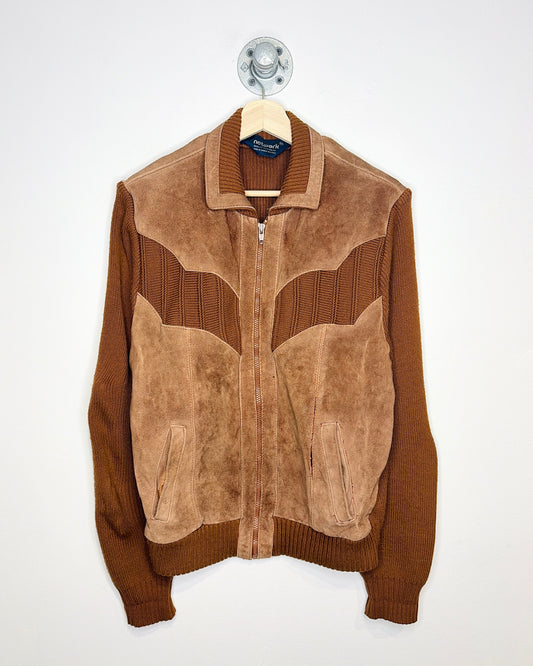 Vintage 70s Network Brown Leather Zip Up Jacket