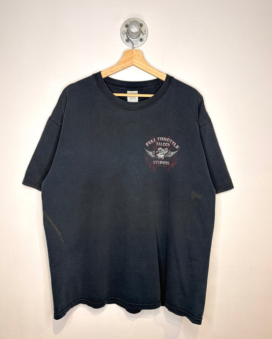 2000s Full Throttle Saloon Sturgis Faded Black Tee Shirt