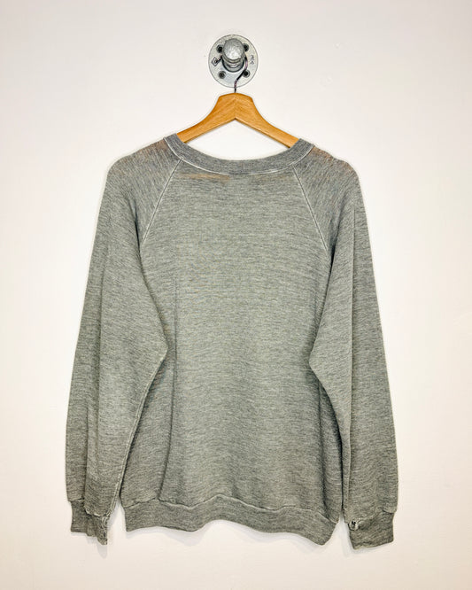 Vintage 80s Distressed Cougar Football Club Thin Grey Crewneck Sweatshirt