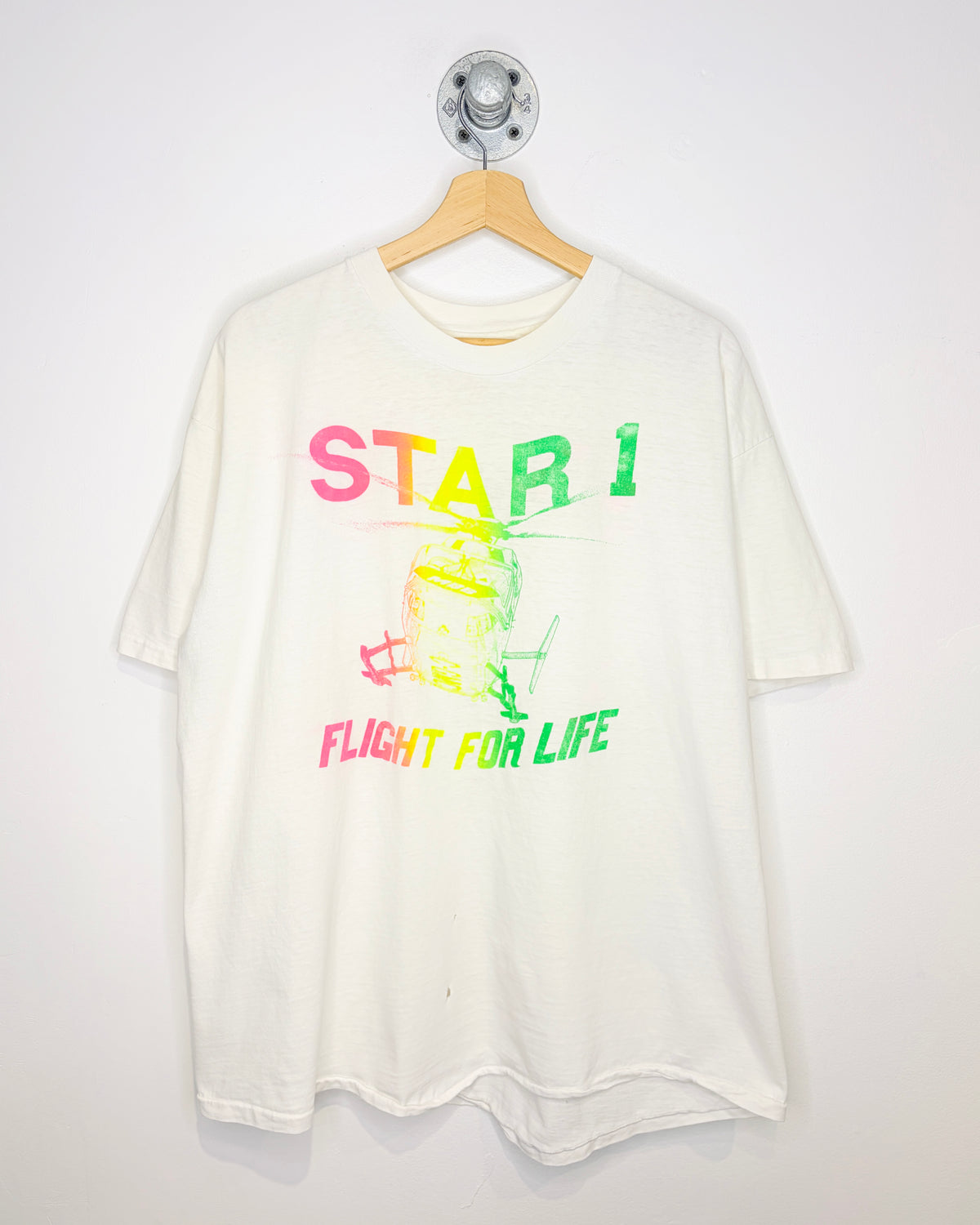 Vintage 90s Star 1 Flight For Life White Tee Shirt