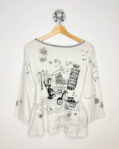 Rome Pisa Rhinestone Shopper White Women’s Tee Shirt