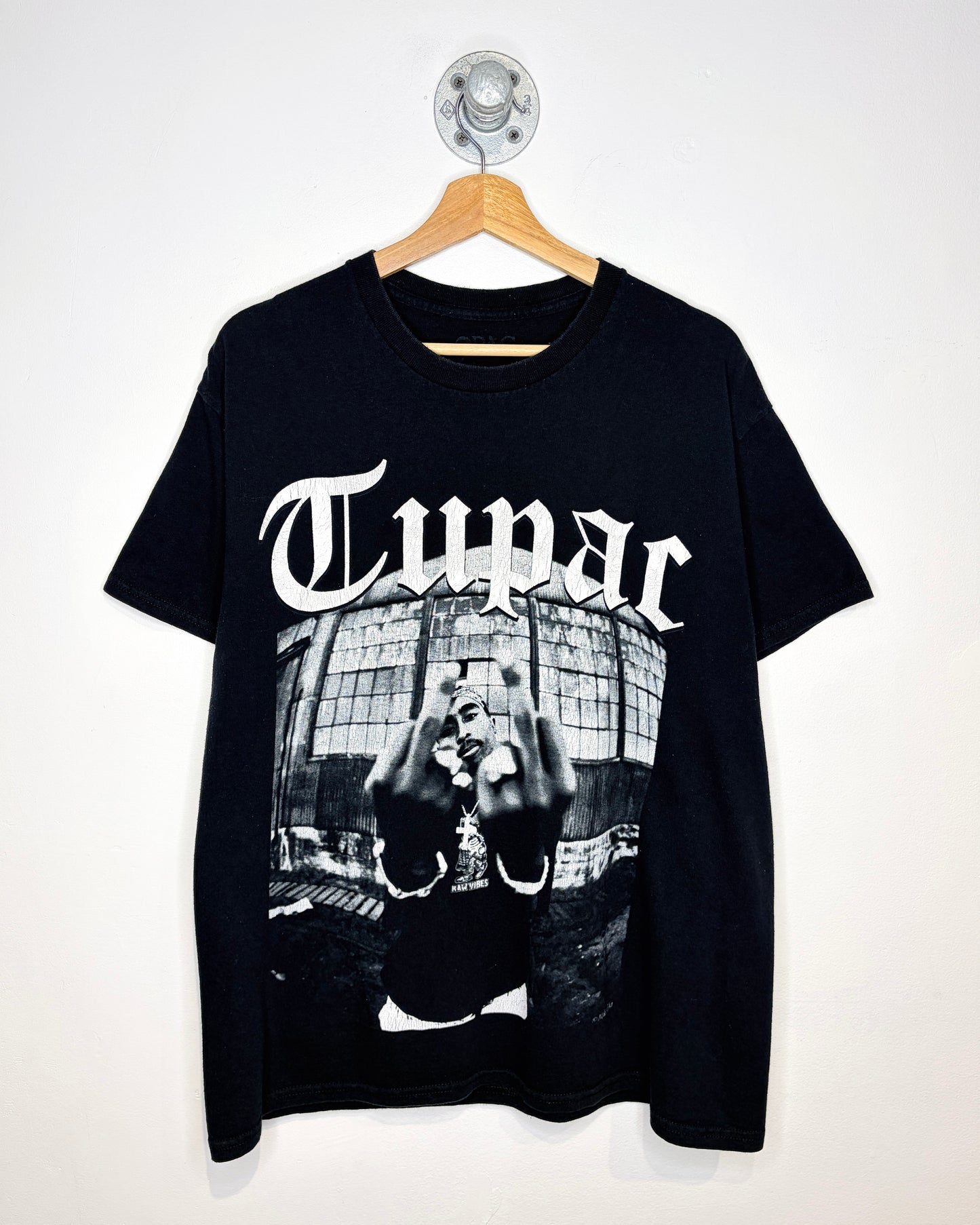 Tupac Kaw Vibes Graphic Print Black Tee Shirt