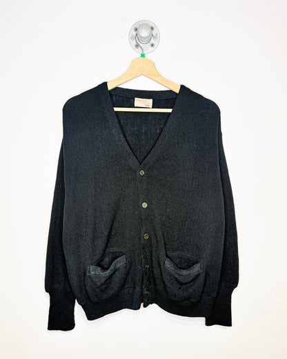 Vintage 1970s The Fox Collection Black Acrylic Cardigan