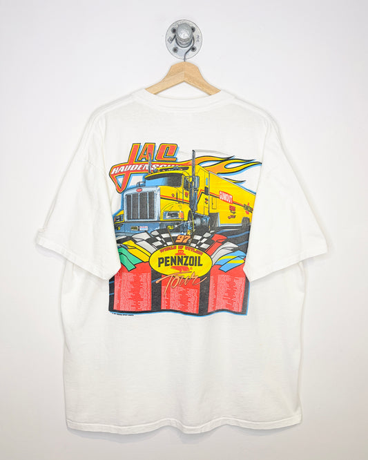 Vintage 1997 Jac Haudenschild Pennzoil Racing White Tee Shirt