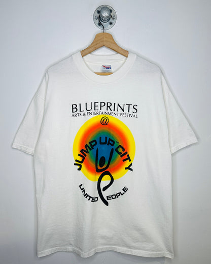 Vintage Blueprint Arts & Entertainment White Tee Shirt
