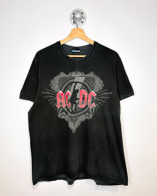 2009 AC/DC Black Ice Tour Faded Black Tee Shirt