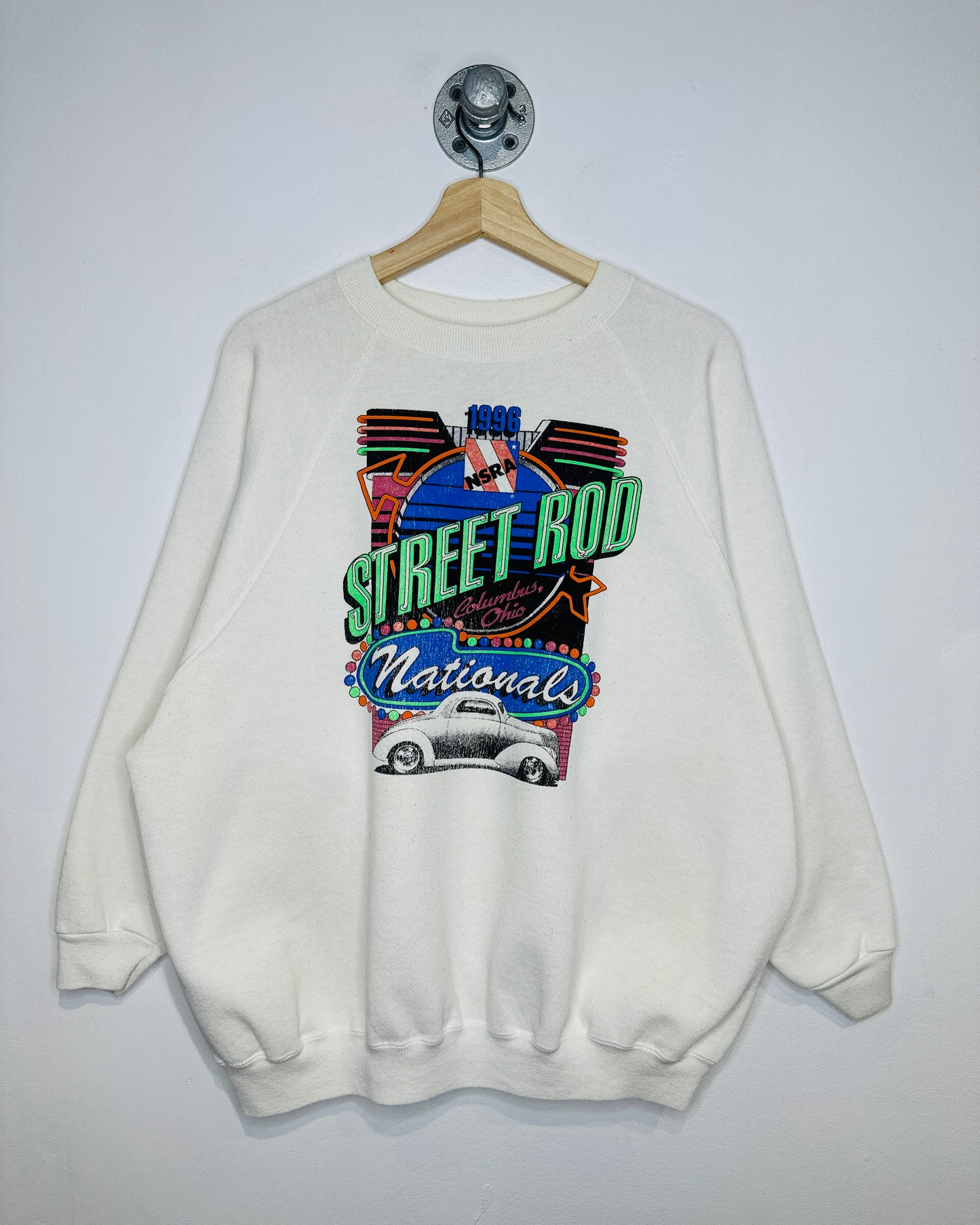 Vintage 1996 NSRA Street Rod Nationals White Crewneck Sweatshirt