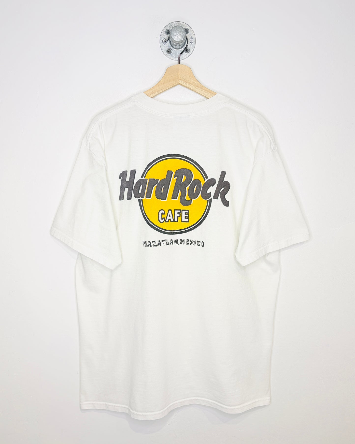 Vintage 90s Bootleg Hard Rock Cafe Mazatlan Mexico White Tee Shirt