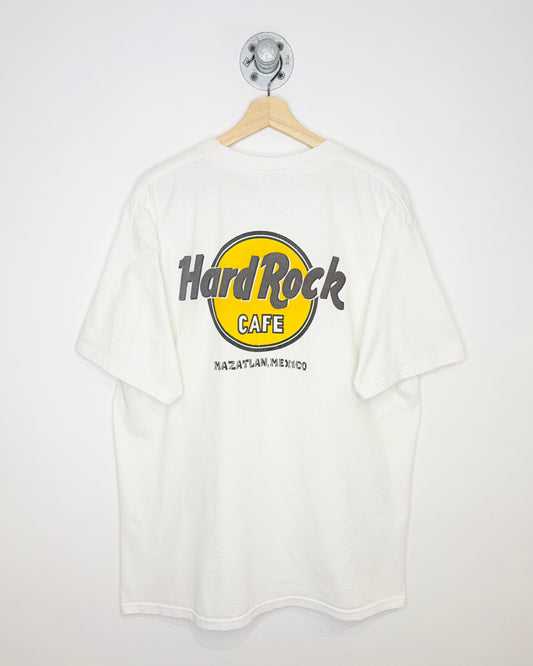 Vintage 90s Bootleg Hard Rock Cafe Mazatlan Mexico White Tee Shirt