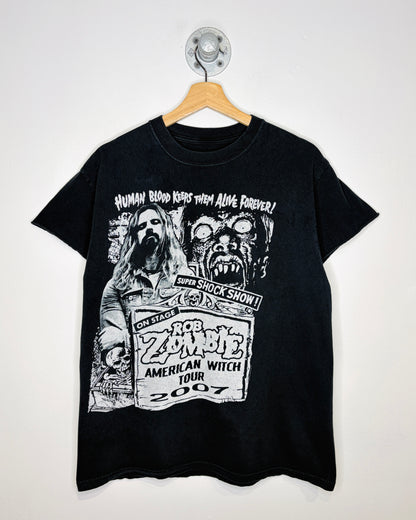 2007 Rob Zombie American Witch Tour Black Tee Shirt