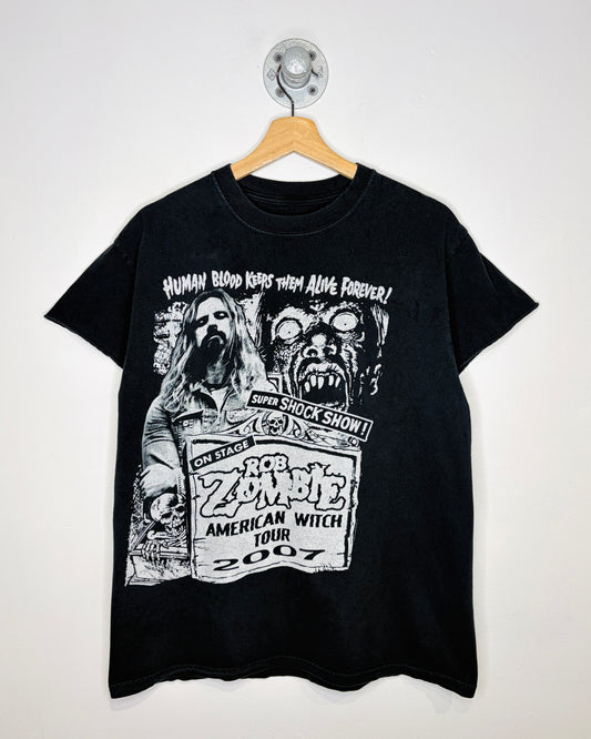 2007 Rob Zombie American Witch Tour Black Tee Shirt
