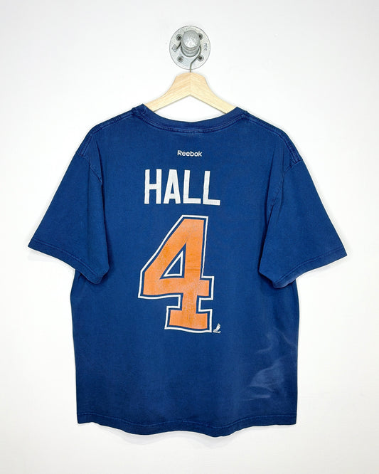 2000s Edmonton Oilers Taylor Hall Faded Navy Blue Tee Shirt