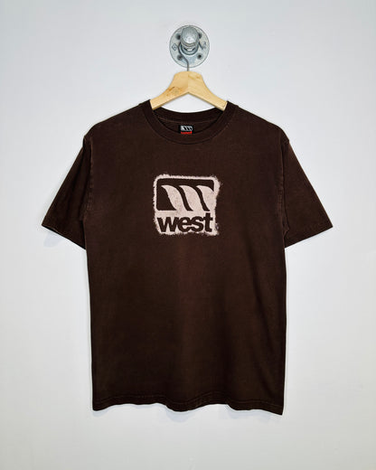 Vintage 1990s West Surfing Australian Brown Logo Tee Shirt