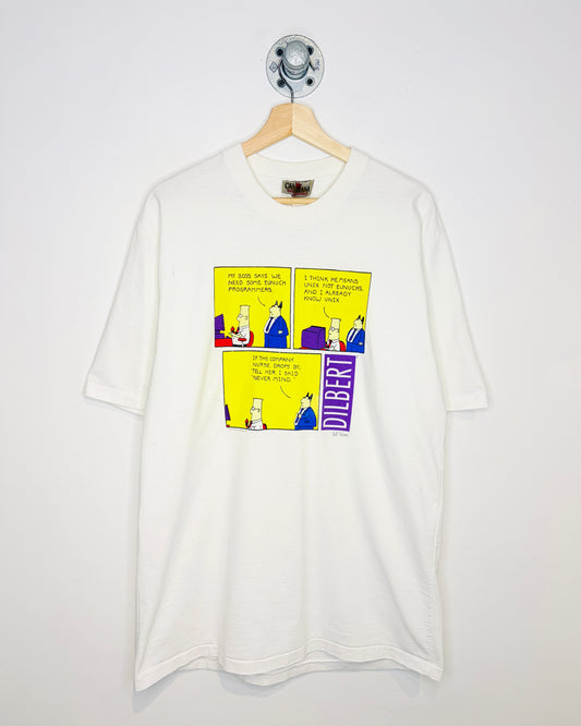 Vintage 90s Scott Adams Dilbert White Tee Shirt