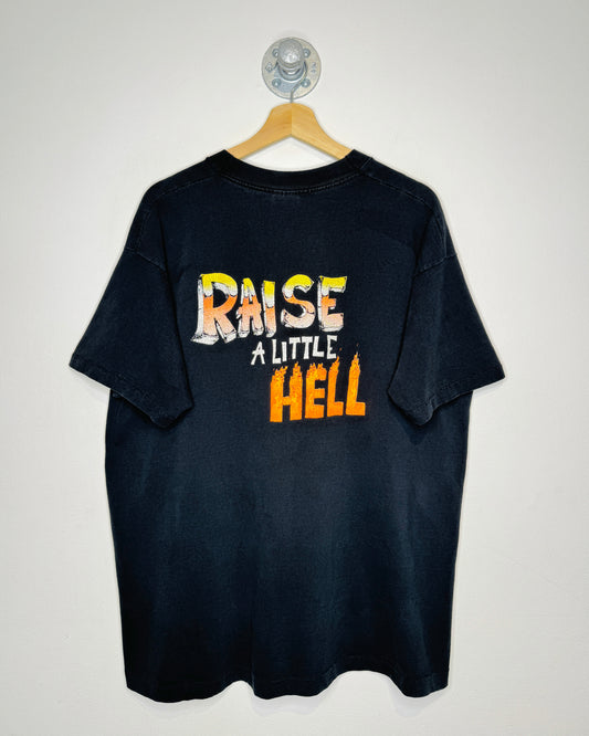 Vintage 90s Schools Out Raise A Little Hell Black Tee Shirt