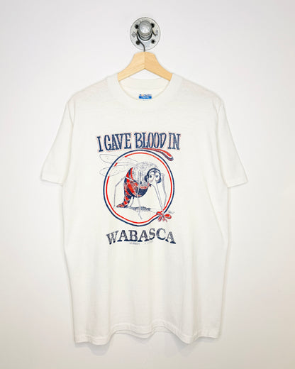 Vintage 1980s I Gave Blood In Wabasca White Tee Shirt
