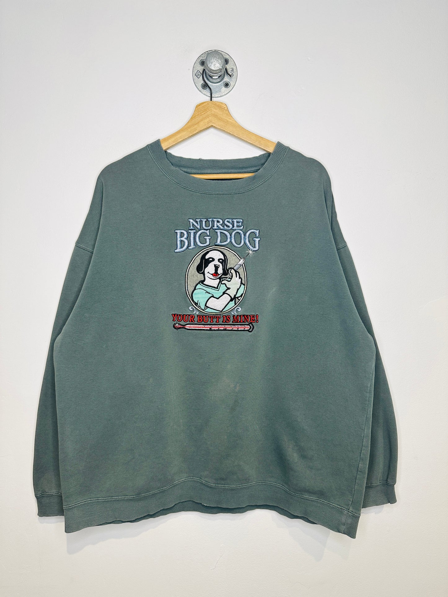 Vintage 2000s Nurse Big Dog Green Crewneck Sweatshirt