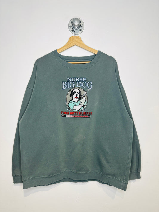Vintage 2000s Nurse Big Dog Green Crewneck Sweatshirt