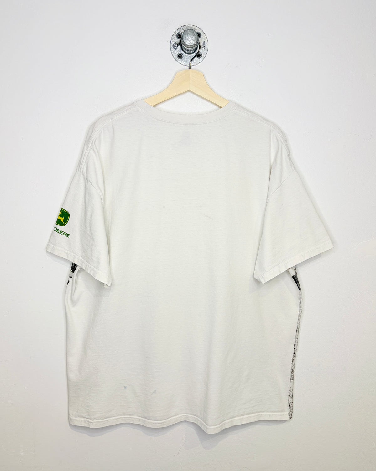 Vintage 2000s John Deere All-Over-Print Tractor White Tee Shirt