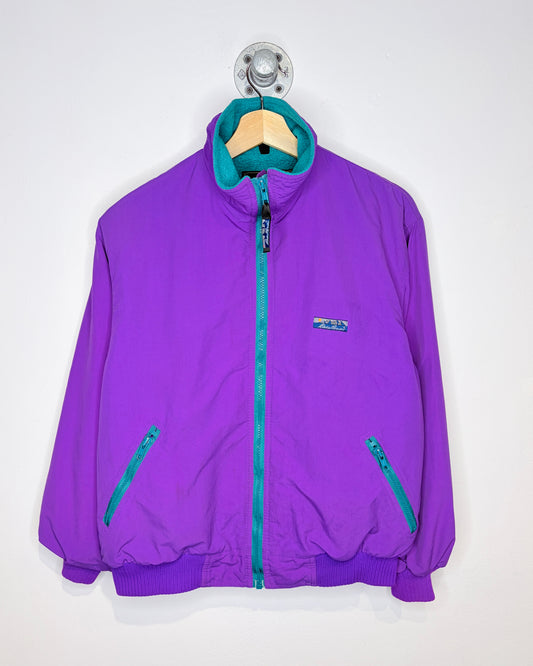 Vintage 80s Eddie Bauer Purple & Teal Fleece Lined Bomber Jacket