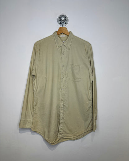 Vintage 1970s Beige One Pocket Button Down Tapered Fit Long Sleeve Shirt