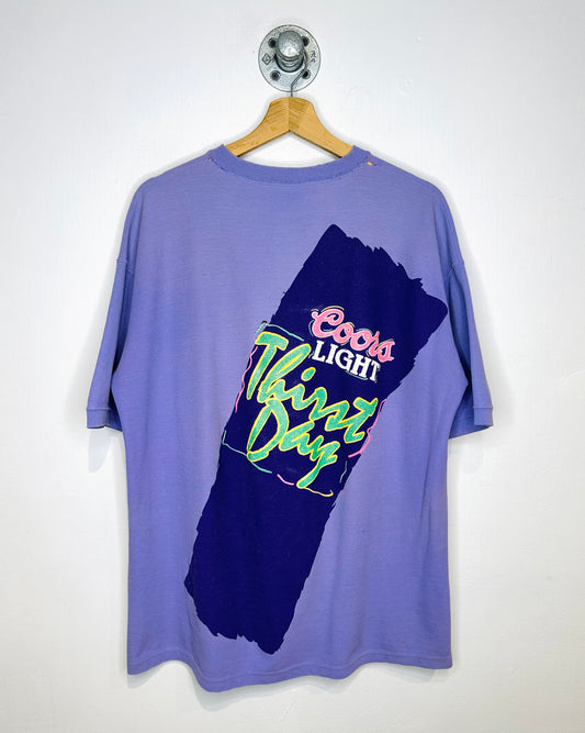 Vintage 90s Coors Light Silver Bullet Light Purple Henley Shirt