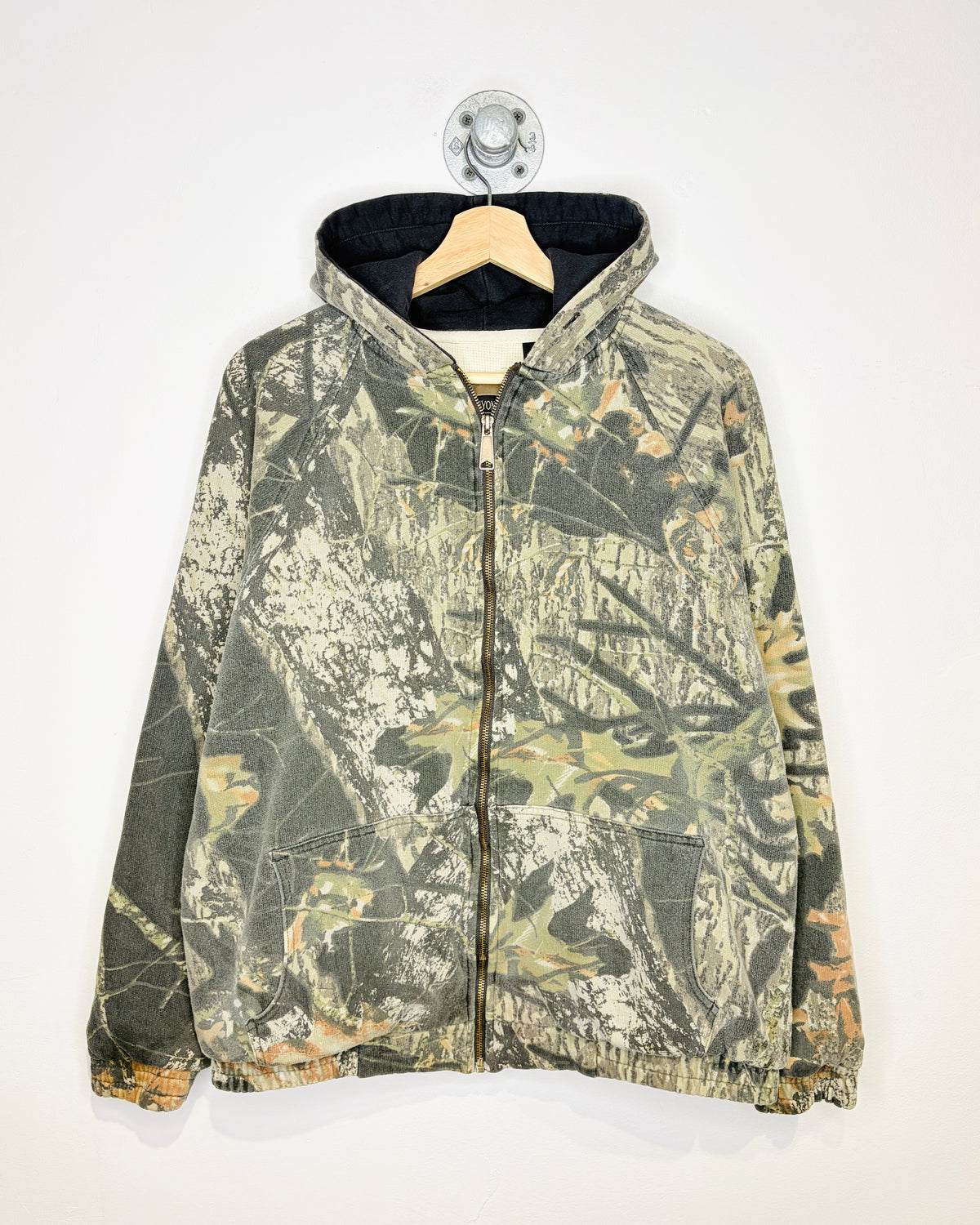 Vintage 90s/00s Boxy Canyon Guide Thermal Lined Camo Zip Up Hoodie