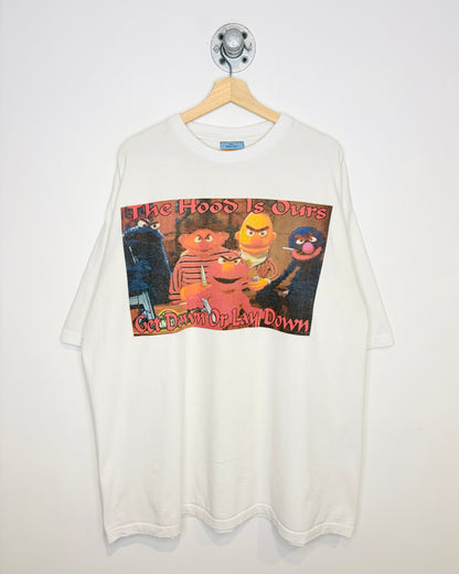Vintage “The Hood Is Ours, Get Down Or Lay Down” Sesame Street Bootleg Tee Shirt
