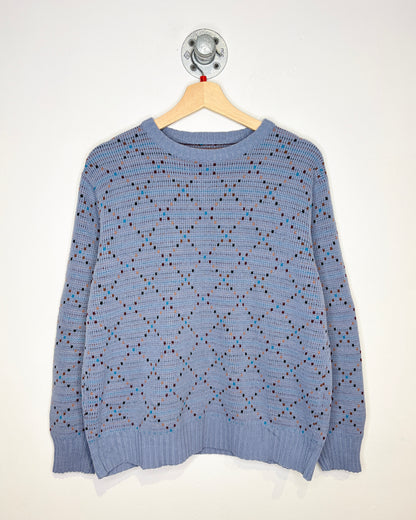 Vintage 1980s Light Blue Speckled Print Crewneck Sweater