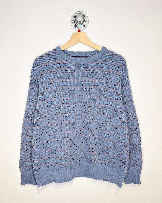 Vintage 1980s Light Blue Speckled Print Crewneck Sweater