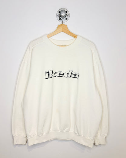 Vintage 90s Ikeda Embroidered White Crewneck Sweatshirt