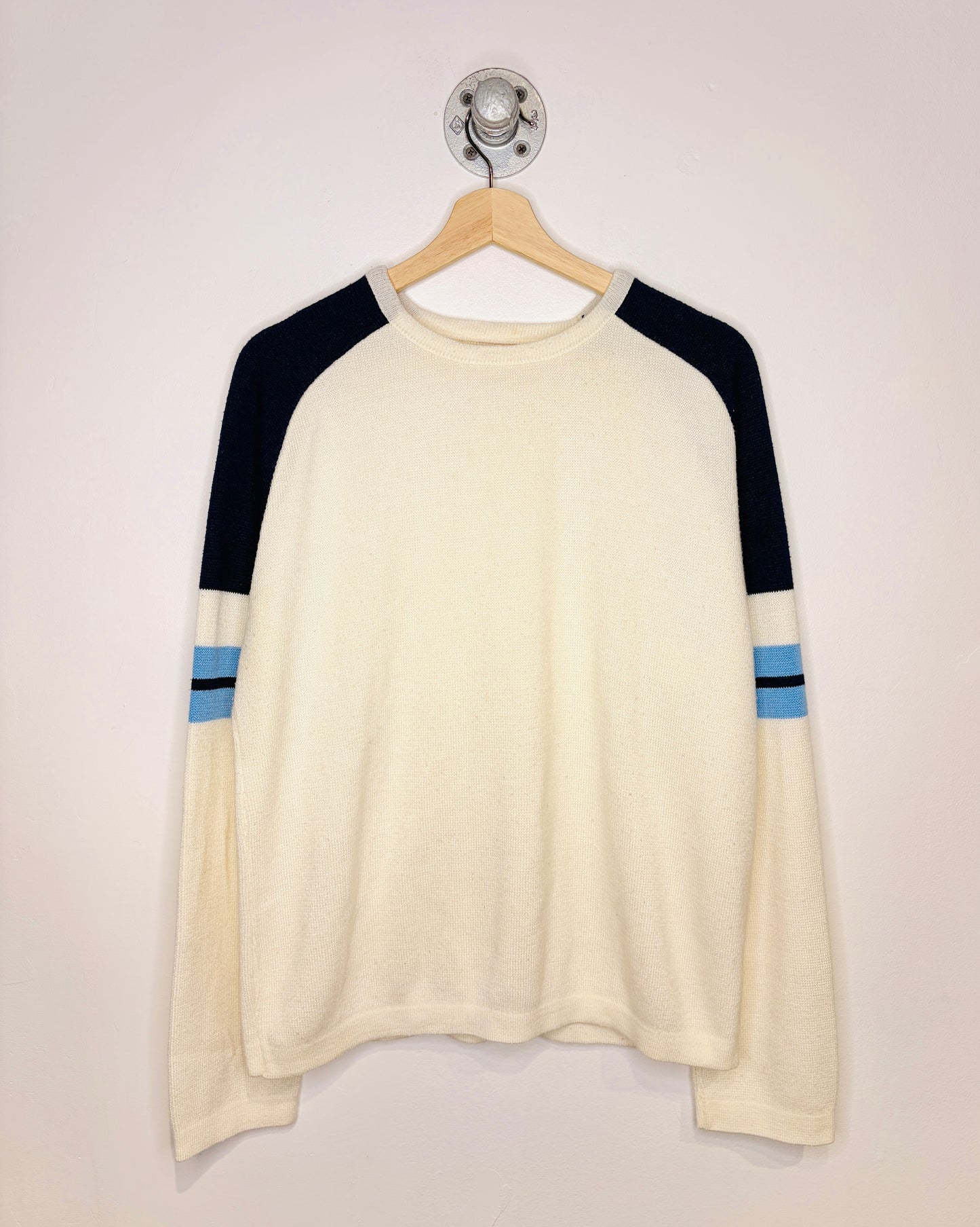 Vintage 70s Jantzen TwoTone White & Navy Blue Sweater