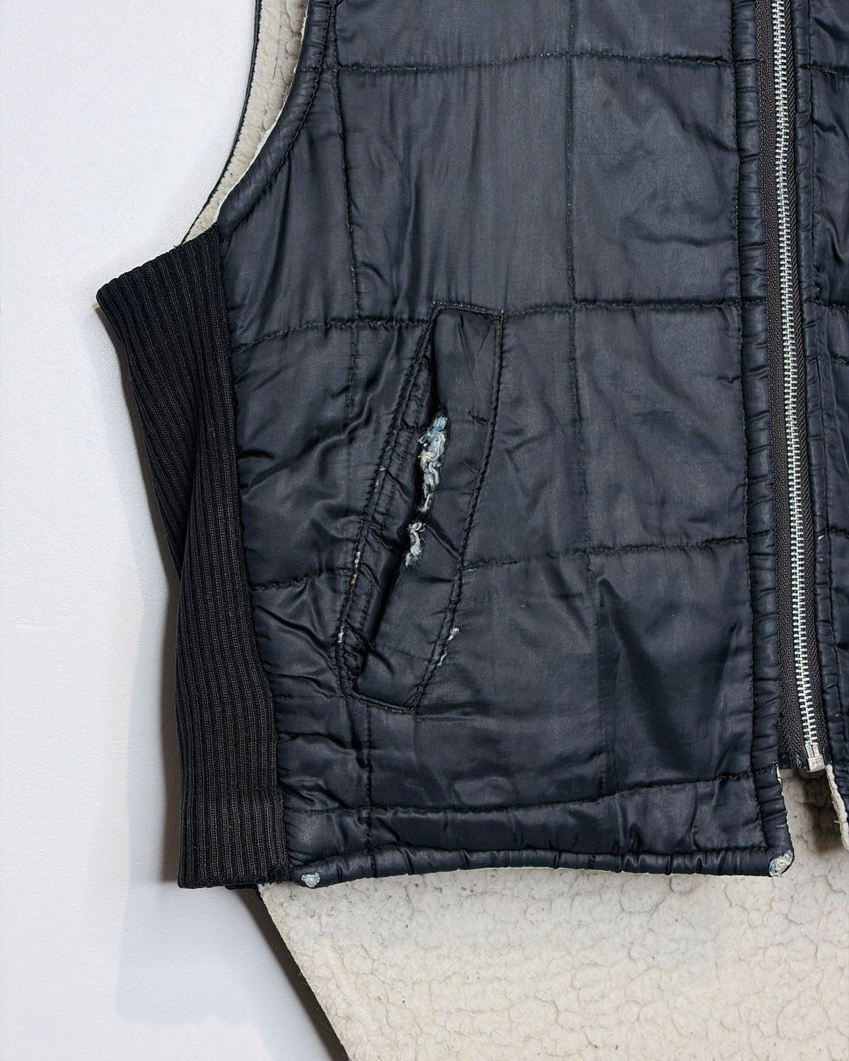 Vintage 80s Marks Work Wearhouse Black Sherpa Lined Vest