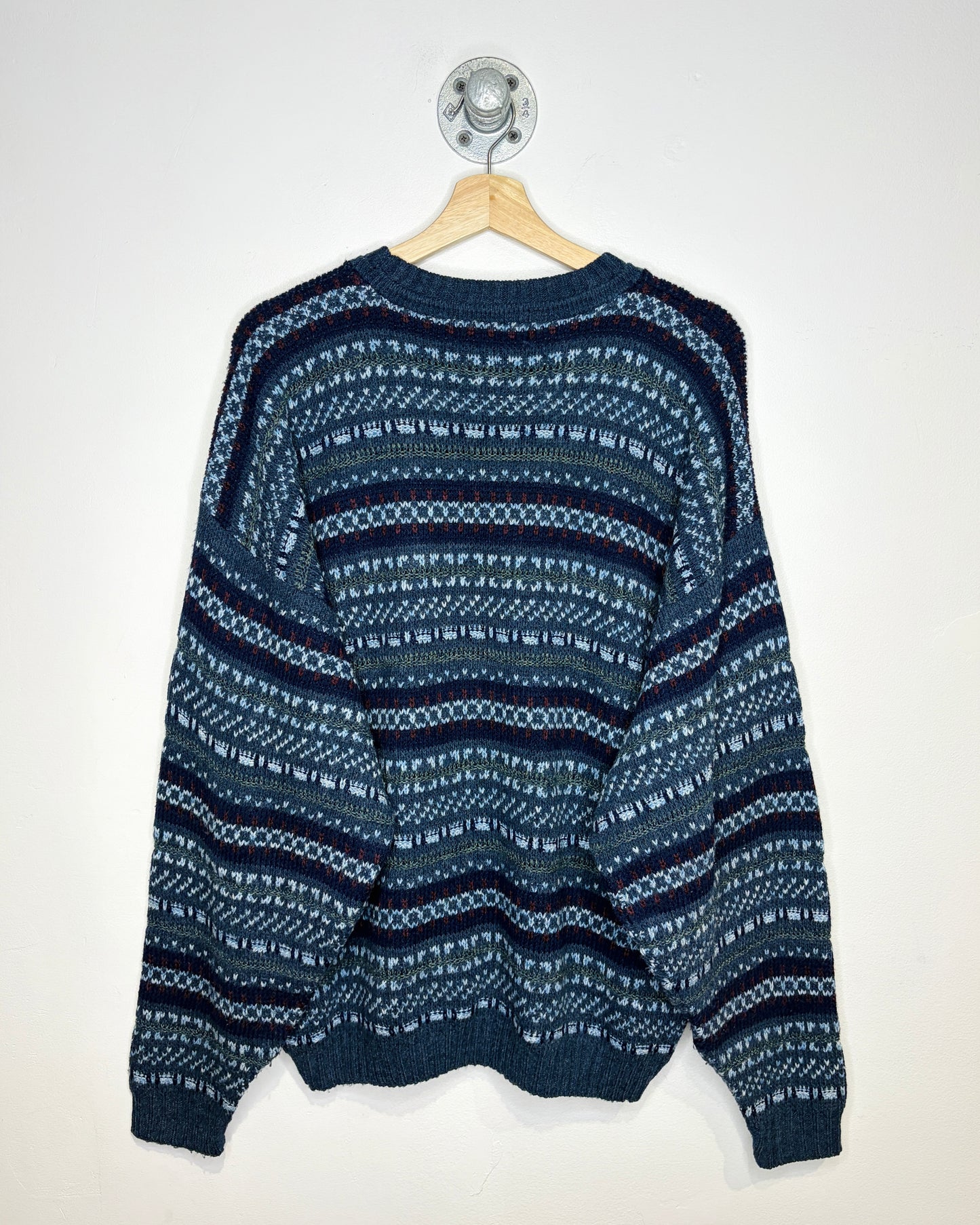 Vintage 90s David Taylor Blue Patterned Sweater