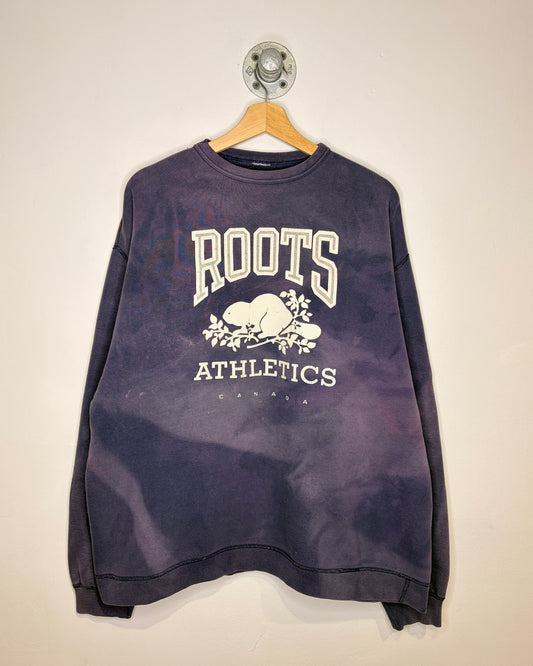 Vintage 90s Roots Athletics Heavily Faded Purple Crewneck Sweatshirt