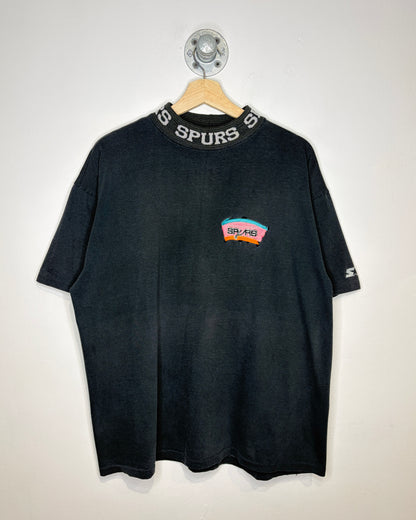 Vintage 90s San Antonio Spurs Starter Faded Black Tee Shirt