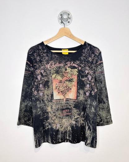 Vintage Y2K Women’s Katina Marie Chardonnay Black Longsleeve Shirt