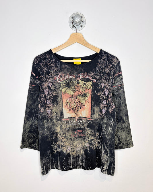 Vintage Y2K Women’s Katina Marie Chardonnay Black Longsleeve Shirt
