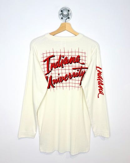 Vintage 80s Indiana University Off White Henley Longsleeve Shirt
