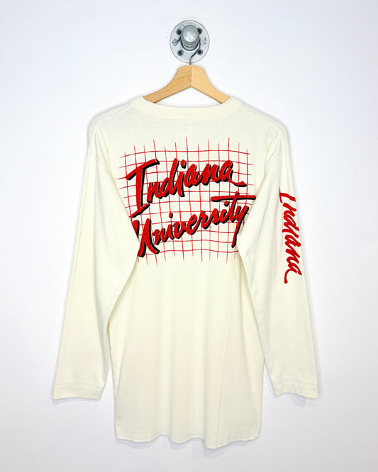 Vintage 80s Indiana University Off White Henley Longsleeve Shirt