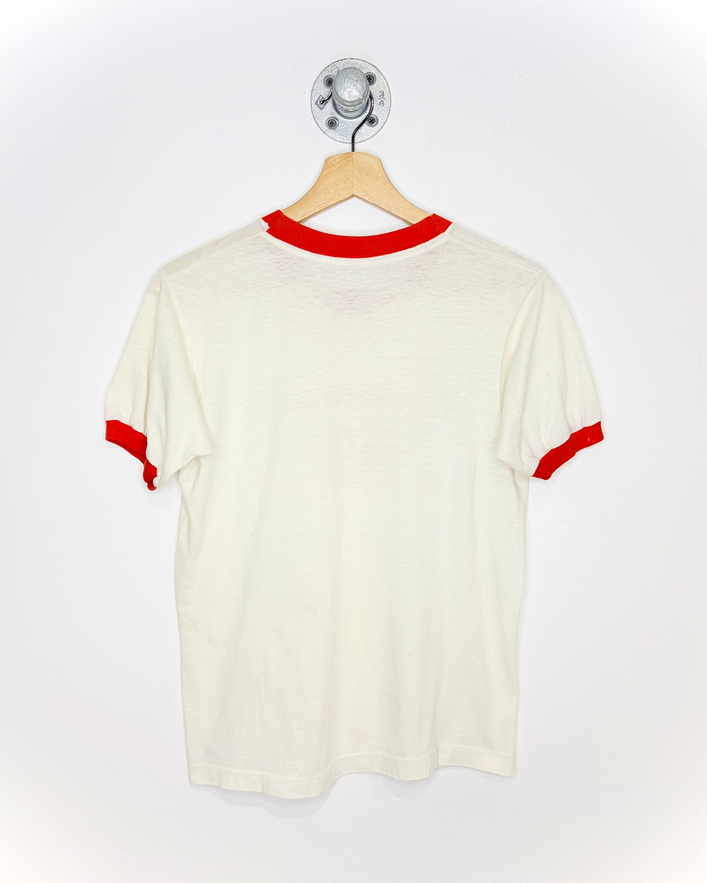 Vintage 70s Hudson’s Feeds White Ringer Tee Shirt